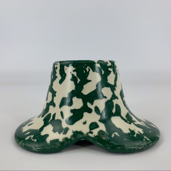 2/$25 Heart Shaped Green and Off-White Ceramic Votive Candle Holder - Picture 13 of 15